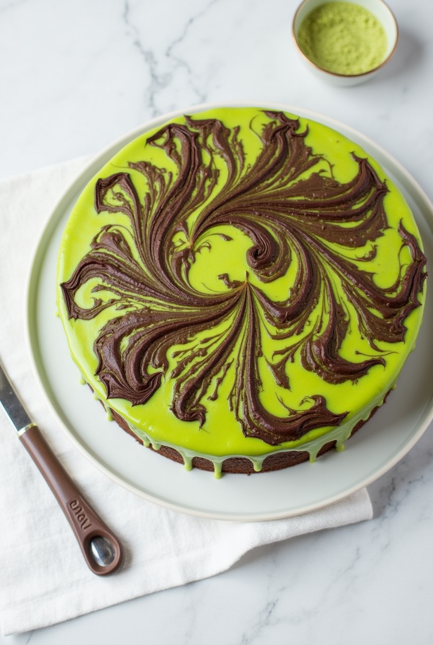 Chocolate Matcha Marble Cake.