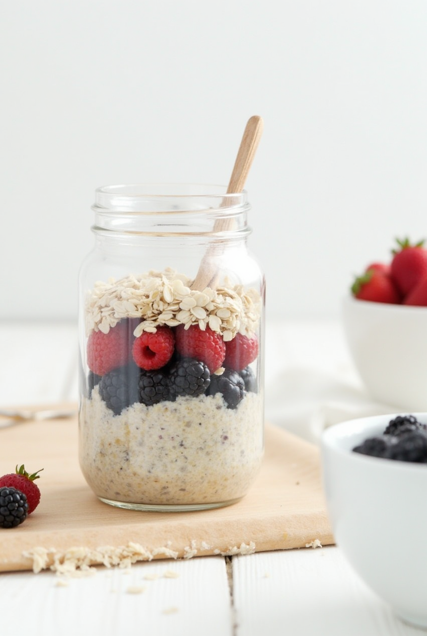 Overnight Oats with Berries and Flax