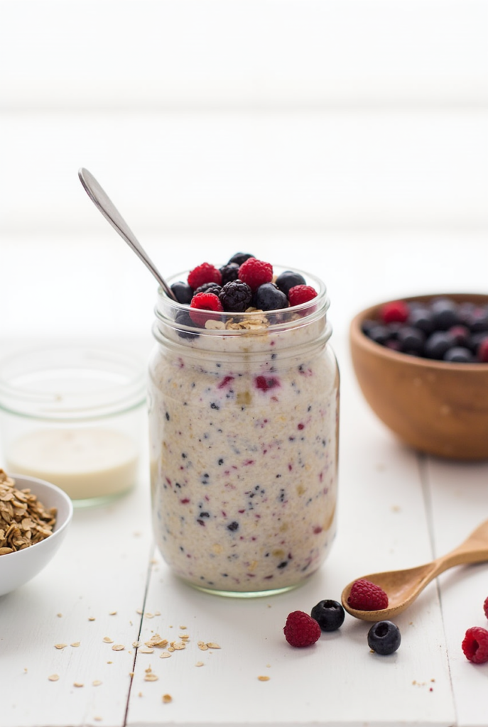 Overnight Oats with Berries and Flax